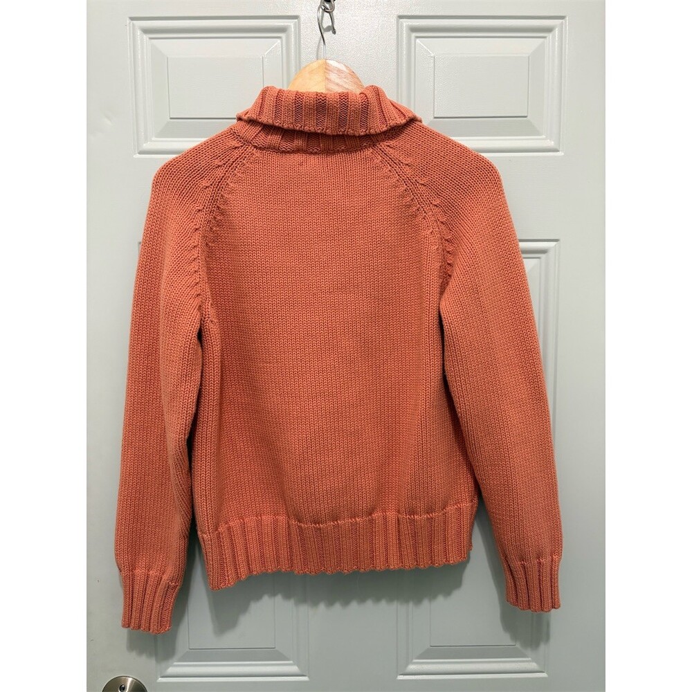Chico's Cardigan Sweater Womens Size 2 Large Orange Chunky Knit Button - Picture 4 of 10